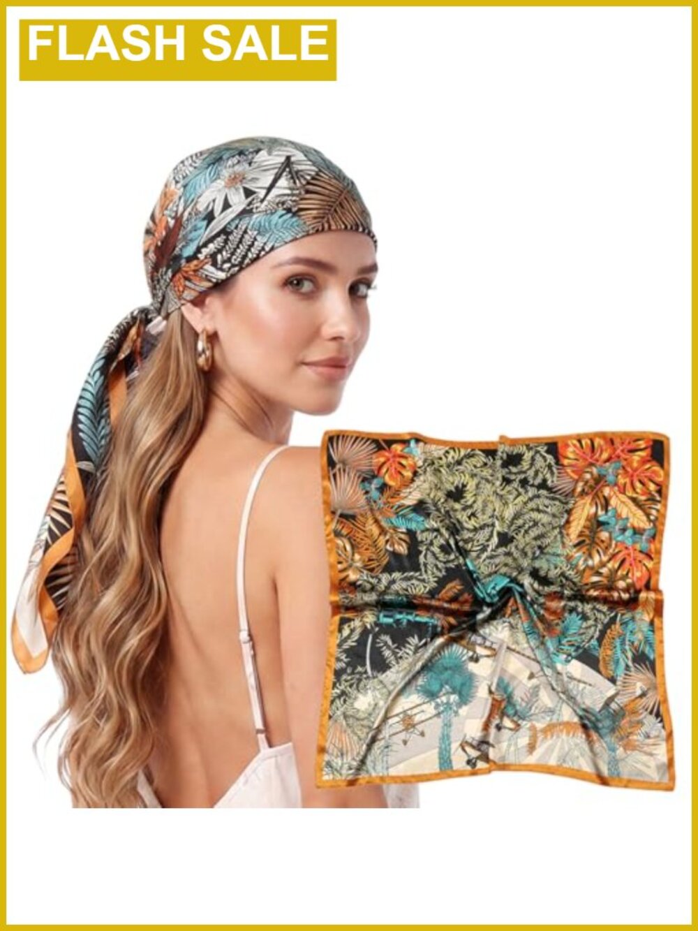 Silk Satin Like Square Scarf 35 Inch Head Wrap Hair Scarf Bandana
